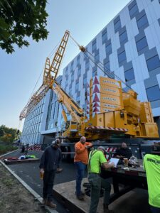 770 ton Liebherr crane at building construction worksite